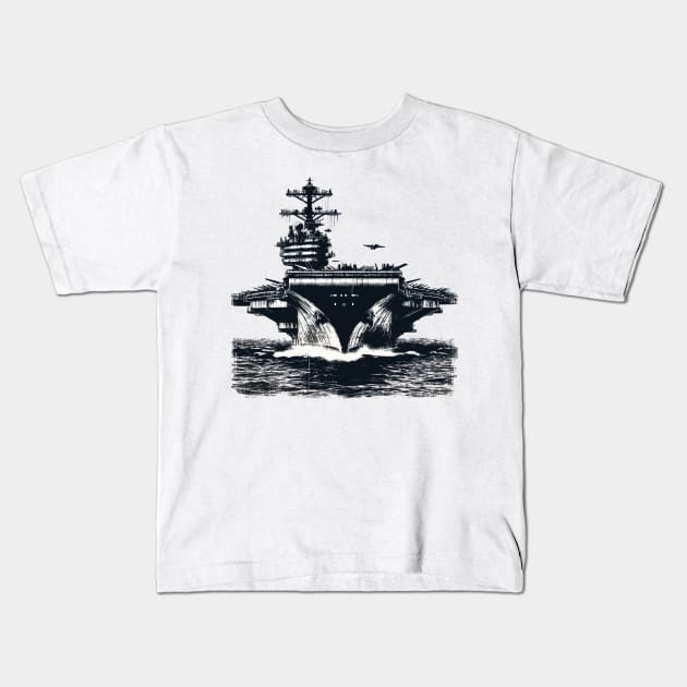 Aircraft Carrier Kids T-Shirt by Vehicles-Art